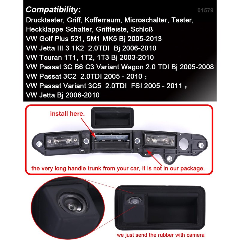 Car Boot Handle Camera Replacement for VW Golf Plus MK5
