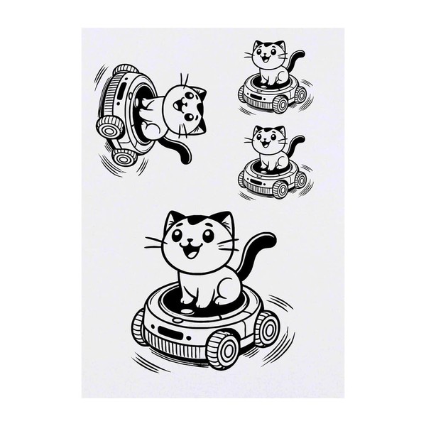 Azeeda 4 x 'Roboterstaubsauger Katze' Temporäre Tattoos - Wasserfest, Hautfreundlich
