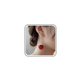 Cimenexe Bohemian Enamel Cherry Jacket Earrings Red Cherry Dangle Earrings Red Acrylic Cherry Earrings Cherry Fruit Chain Drop Earrings Jewellery For Women Gifts, Zinc, No Gemstone