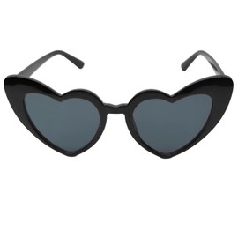 ALLY-MAGIC Kids Heart Shaped Polarized Sunglasses, 70s Retro Love Heart Cat Eye Sunglasses UV400 Protection Vintage Eyewear for Girls Boys Y7ETXXTYJ (black)