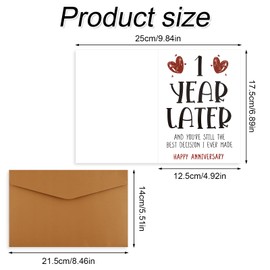 XIHIRCD First Anniversary Card, Paper Happy Anniversary Card 1st Year Later Card with Envelope Happy One Year Card One Year for Girlfriend Boyfriend Wife Husband