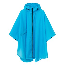 SaphiRose Lightweight Kids Rain Poncho Waterproof Jacket Zipper Up Rain Coat Blue Medium