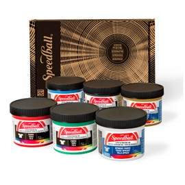 Speedball Fabric and Opaque Screen Printing Ink Set, Comfort & Joy, Metallic Color Assortment, 4-Ounce (6-Pack), Comfort and Joy: Gold, Red, Black, Green, Blue Topaz, Pearly White