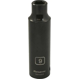 Dynamic Tools 1/2-Inch Drive 6 Point Metric, 9-Millimeter Deep Length, Impact Socket