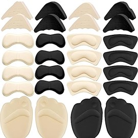 SNORF Relleno de Zapatos (28 piezas), Almohadillas de Talón - Antideslizante para Zapatos de Mujer y Hombre, Pie Antifricción, Relleno Zapato Grandes Cojines de Talón, Metatarsianas Adheribles y Rellenador