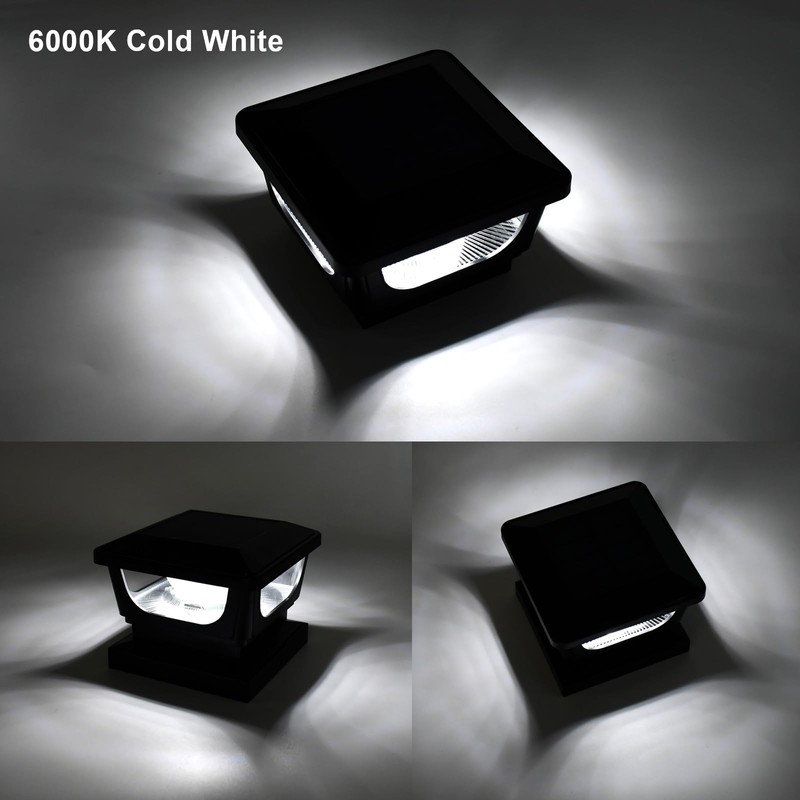 Sumaote Solar Post Lights, 6000K Cold White Solar Post Cap