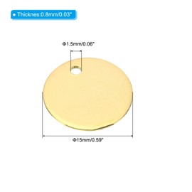 PATIKIL 10mm Steel Disc, 30pcs Round Metal Stamping Blanks Tags Circle Metal Plate DIY for Laser Engraving Stamping Magnetic Mount Jewelry Making, Golden