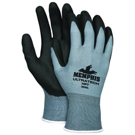 MCR Safety 9699XL UltraTech HPT Polyvinyl Chloride Palm Gloves with Straight Thumb, Black/Gray, X-Large, 1-Pair