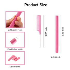 Beyoslf Flexible Curling Rods, 30Pcs Twist Foam Rollers for Long and Short Hair, No Heat Bendy Curlers, Pink