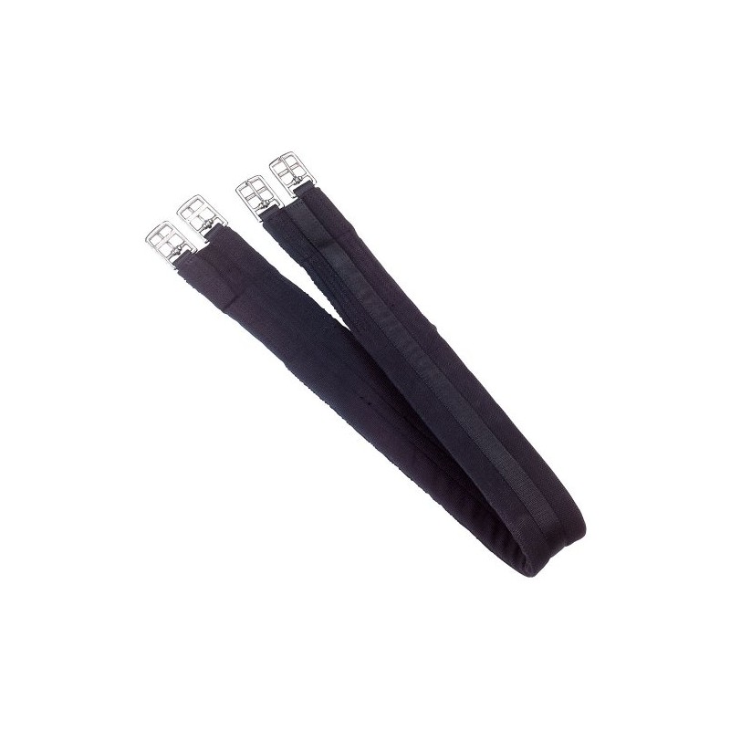 Kerbl Saddle Girth, Padded, Roller Buckles, Cotton Strap, Black, 100-140
