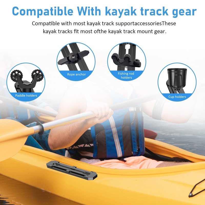 2Pcs Kayak Track Mount，Aluminum Kayak Gear Track Mount Accessories (6