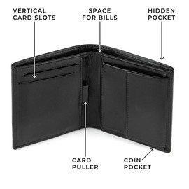 Berliner Bags Rome Men's Wallet with Coin Compartment, Leather Wallet with RFID Protection, Slim Wallet for Men, Portrait Format, black, Minimalist