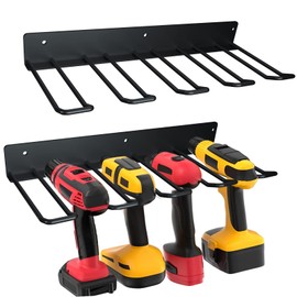 Muasdae Electric Drill Storage Rack, 2PCS Heavy Duty Metal Wall Mounts, Holds 4 Drills, Compact Storage for Garage or Workshop