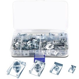 U Type Metal Clip Nuts, 90 Pieces Metal U-Type Sheet Metal Nuts Fixing Clips, Body Nuts Snap Nuts Clip Nuts Stainless Steel for Car (M4 M5 M6 M8)