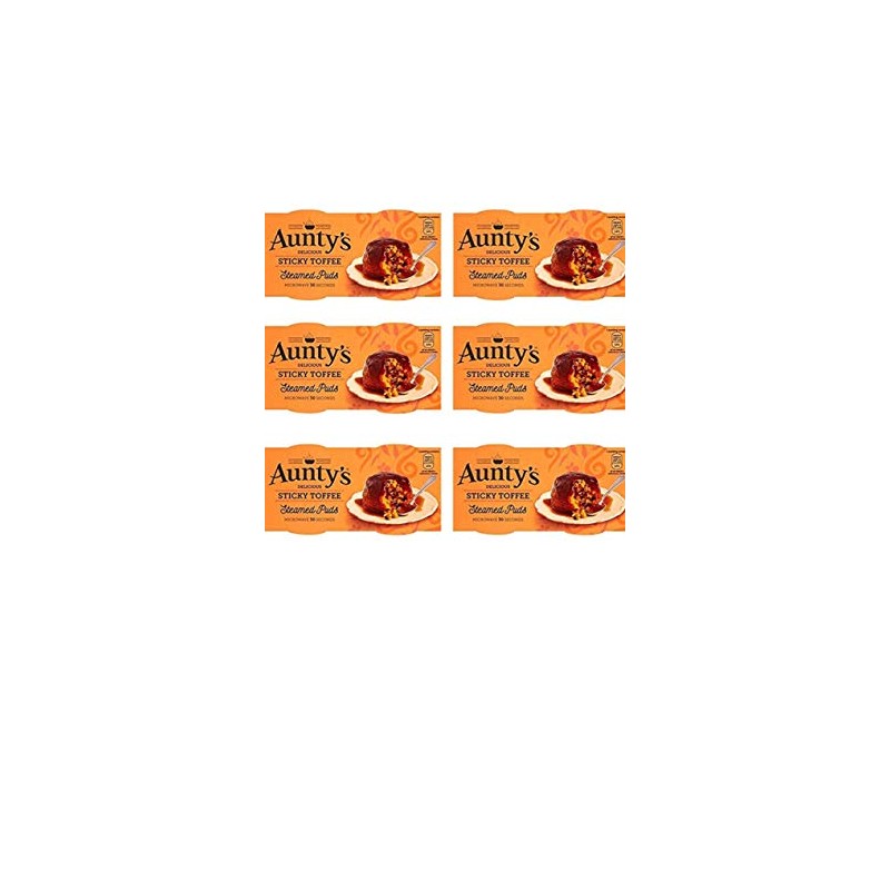 Auntys Sticky Toffee Puddings 6 x Sticky Toffee Steamed Puds