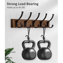 Optish Coat Rack Wall Mount, 16.5 Inches Wood Coat Hooks, Wall Hooks for Hanging, Hat Rack Bag Hanger Key Holder for Wall, Purse Hanger Towel Racks for Bathroom (1Pack, Brown)