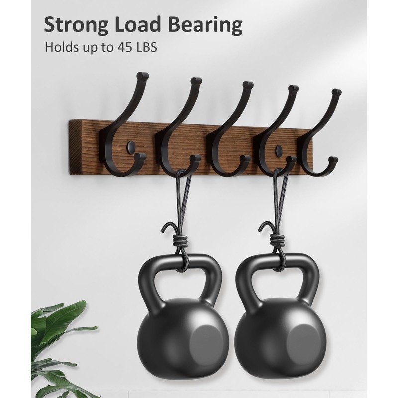 Optish Coat Rack Wall Mount, 16.5 Inches Wood Coat Hooks,