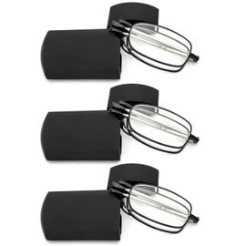 REAVEE 3 Pack Folding Reading Glasses for Men Women, Blue Light Blocking Computer Readers Spring Hinge with Small Case