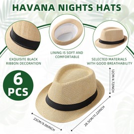 Chicingyou 36 Pcs Havana Night Party Centerpieces 12 Straw Hats 12 Palm Leaves and 12 Wooden Maracas Party Decoration for Havana Night Cuban Birthday Wedding Celebration Accessories