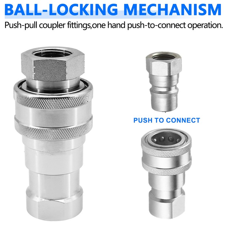 Cplbrb 1/4" NPT Hydraulic Quick Connect Tractor Couplers withDust Caps