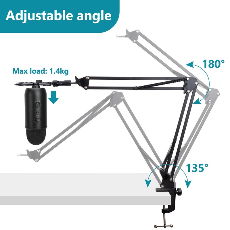 Blue Yeti Microphone Stand with Foam Cover - Suspension Boom