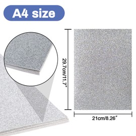 Sukh Silver Glitter Cardstock Paper - Glitter Cardstock Craft Paper A4 Thick Colored Crafts Christmas Valentines Gift Box Wrapping DIY Wedding Birthday Party Sparkle Decor Scrapbook 250GSM 10pcs