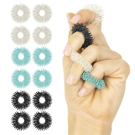Vive Spiky Sensory Rings (12-PK) - Fidget Anti-Anxiety Acupressure - Spiky Spinner For Finger - Ideal Set For Men, Women, Adults, Calming Toys For Stress Relief, Massage - Holiday Gifts