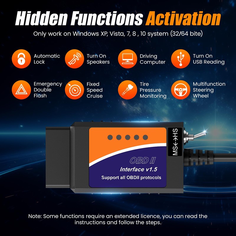 ELMconfig ELM327 OBD2 USB Adapter for Windows, OBD2 Scanner Diagnostic