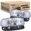 Nilight 1999-2006 GMC Sierra Yukon Headlight Assembly Chrome Case Clear