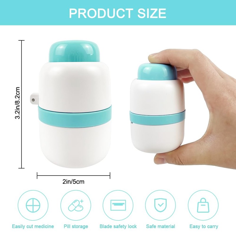Pill Cutter - Pill Splitter with Stainless Steel Blade for