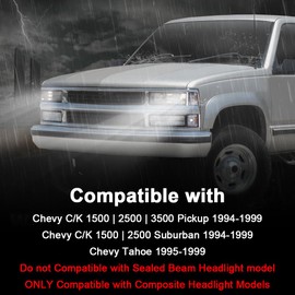 LQI Corner Signal Side Marker Lamps Compatible with Chevy C/K 1500 2500 3500 Pickup 1994-1999 / Fit Chevy C/K 1500 2500 Suburban 1994-1999 Clear lens Black Housing Clear Reflector