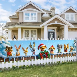 BlissYard Christmas Banner Christmas Backdrop 78 X 17 Inch Funny Christmas Sign Banner Decoration Christmas Pet And Animal Outdoor Banner Fence Cover Christmas Party Photography Backdrop Background
