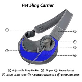 Pet Dog Cat Sling Carrier Bag Puppy Shoulder Carry Bag Hands Free Dog Front Carrier with Adjustable Shoulder Strap Pet Travel Carrier Tote Bag with Breathable Mesh Pouch for Outdoor Walking Subway