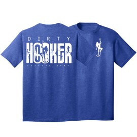 Dirty Hooker Fishing Gear, Short Sleeve Tee with Classic White Logo (Heather Royal, X-Large)