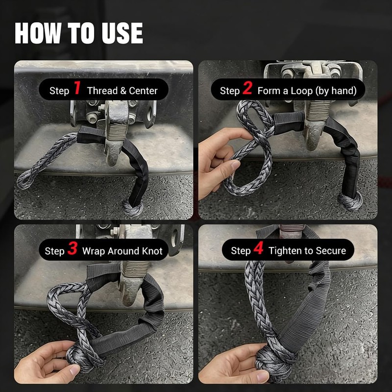 2PCS Soft Shackles 1/2 Inch x 22 Inch - 56,000LBS