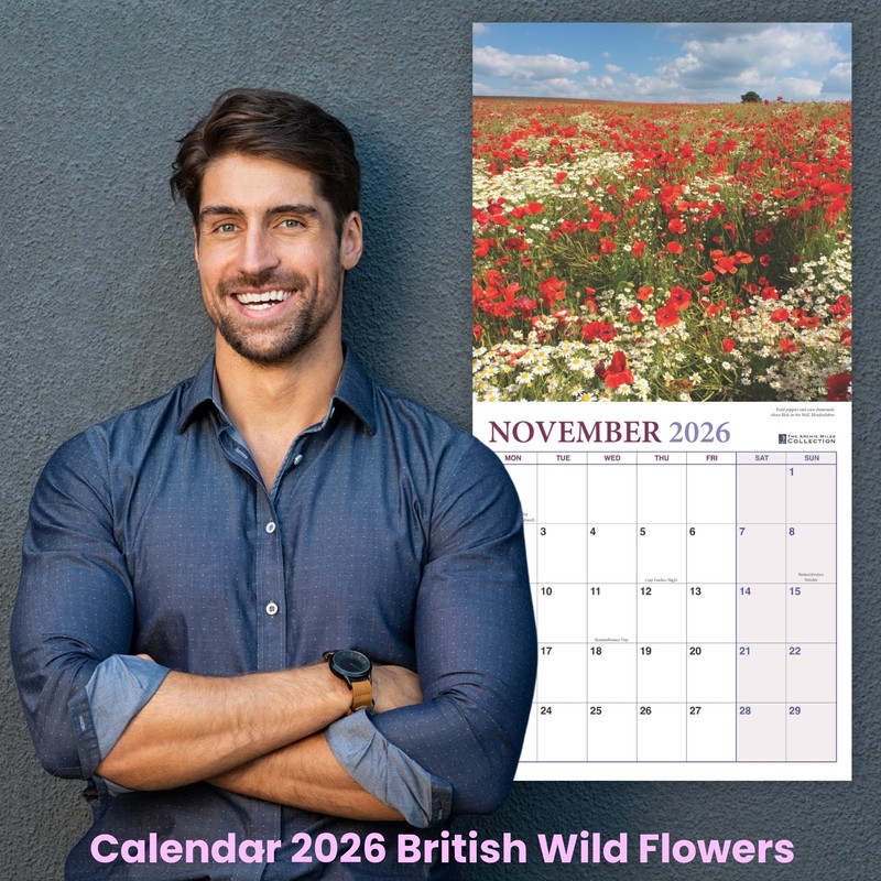 ALLTRADE Calendar 2026 British Wild Flowers Premium Large Wall 2026