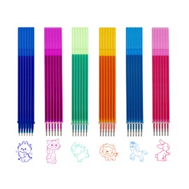 FloraVigo 36 x Erasable Refill, Legami Compatible, Clean Erasing, Smooth Writing, 0.5mm Tip, 13cm Height (6 Colours, 36 Pieces)