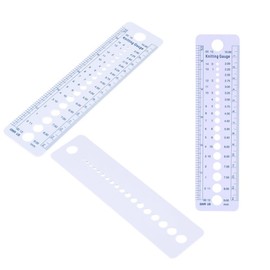 Haofy Plastic Knitting Needle Ruler Gauge, Inch cm Ruler Gauge Ruler Sewing Tools US UK Canada Sizes 2-10 mm