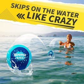 Bambilo Water Skipping Ball | 2-Pack Bounce Balls | Water Bouncing Balls Beach Balls & Grip Ball | Pool Toys for Kids Age 5-8-12 | Great Summer Water Toy for Beach Swimming Pool River Lake