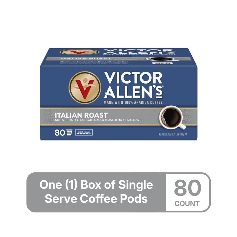 Victor Allen's Coffee Italian Roast, Dark Roast, 80 Count, Single