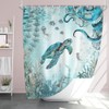 Wathon Sea Turtle Octopus Shower Curtain Blue Teal Ocean Bath
