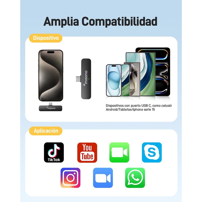 MAONO Micrófono Inalámbrico Celular para Android : Microfono Lavalier Solapa