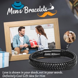 Focxoio Husband Boyfriend Gift from Wife Girlfriend, To My Man Bracelet Anniversary Birthday Gifts for Him,Mens Leather Bracelet Jewellery Presents for Men Who Have Everything
