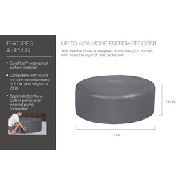 Bestway SaluSpa EnergySense Thermal Inflatable Hot Tub Spa Cover 71" x 26"