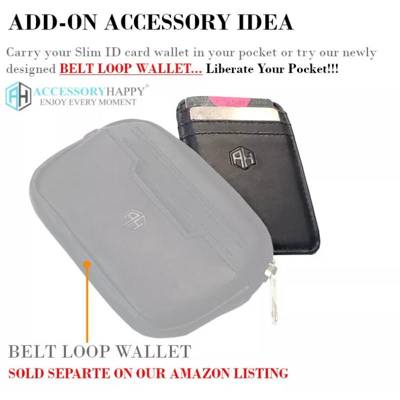 Front AH Mens Slim Wallet, Minimalist Thin Front Pocket Leather