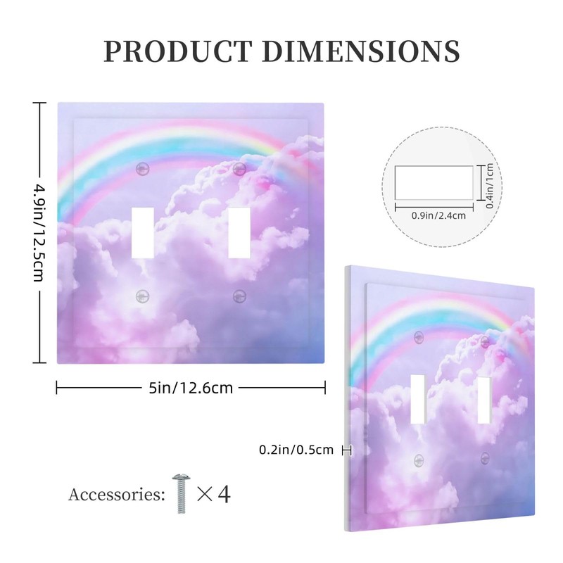 Rainbow in the Clouds 2 Gang Double Toggle Wall Plates