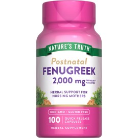 Fenugreek Capsules | 100 Count | Postnatal | Non-GMO | by Nature's Truth