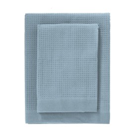 Zucchi N173 Set of 1 Honeycomb Towel and 1 Guest Towel Pure Cotton CIELO