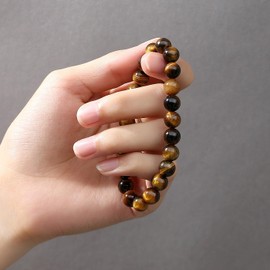 Sahoottie Tiger Eye Bracelet Tigers Eye Crystal Bracelets 8mm Bead Bracelet Beaded Bracelets for Women Tigers Eye Stone Bracelet Jewellery Anxiety Bracelet