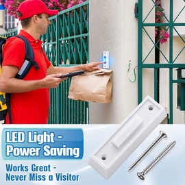 Saillong Lighted Doorbell Button, Wall Mounted Garage Door Switch with Bule LED Light Compatible with Most Wire Doorbell Chimes, Transformer, Ringers, Buzzers(White,2 Pack)